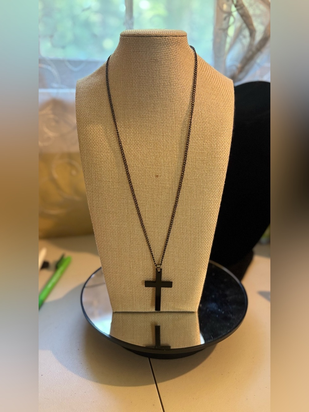 Black cross necklace